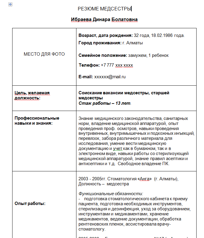 Как составить резюме студенту без опыта работы образец